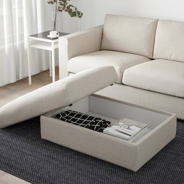 Ikea VIMLE Footstool with storage - Gunnared beige ,