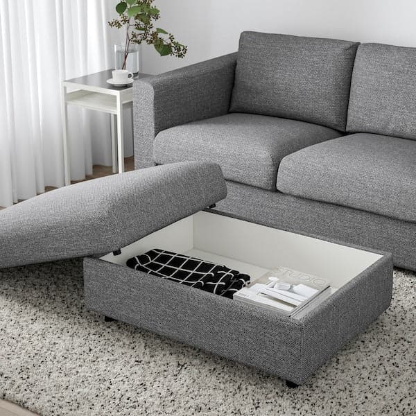 Ikea VIMLE - Footstool with storage, Lejde grey/black ,