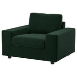VIMLE armchair, with wide armrests Djuparp/dark green, 115x83x98 cm