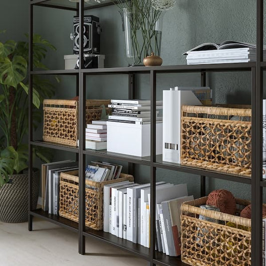 Ikea VITTSJÖ - Storage combination, black-brown/glass, 202x36x175 cm