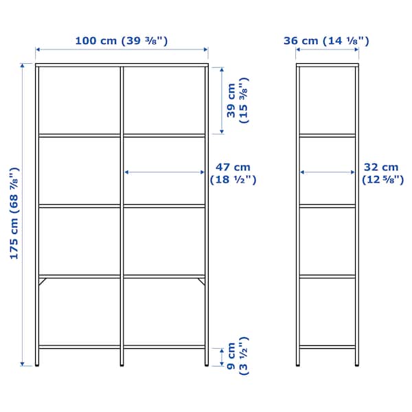 Ikea VITTSJÖ - Shelf, white/glass, 100x175 cm
