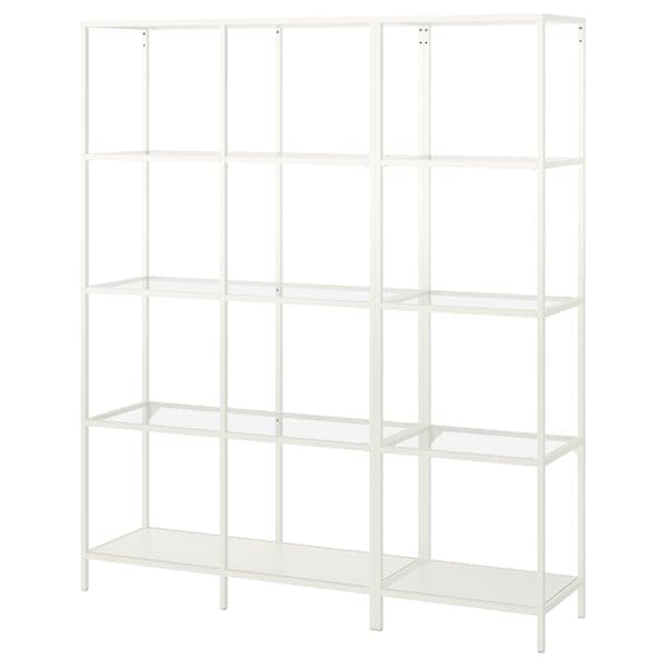 Ikea VITTSJÖ - Sectional shelf unit, white/glass, 151x36x175 cm