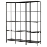VITTSJÖ storage combination, black-brown/glass, 151x36x175 cm