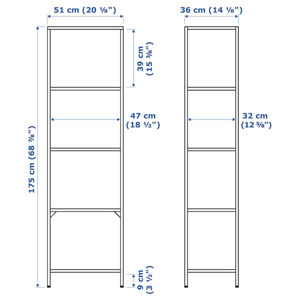 Ikea VITTSJÖ - Shelving unit, black-brown/glass, 51x175 cm
