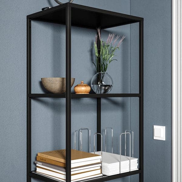 Ikea VITTSJÖ - Shelving unit, black-brown/glass, 51x175 cm