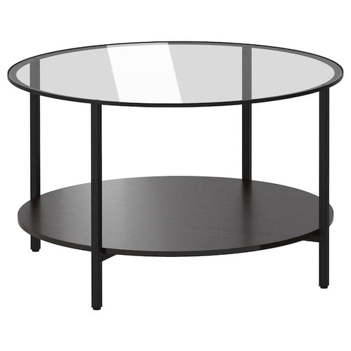 VITTSJÖ - Coffee table, black-brown/glass, 75 cm