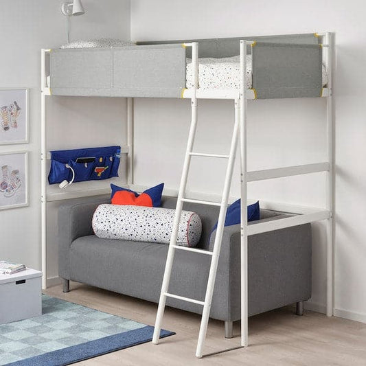 VITVAL - Loft bed frame, white/light grey, 90x200 cm - best price from Maltashopper.com 10411242