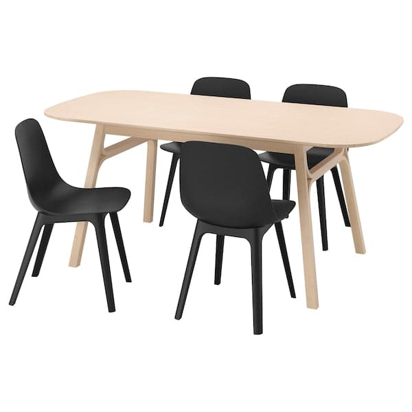 VOXLÖV ODGER Table and chairs, bamboo/anthracite, 180x90 cm