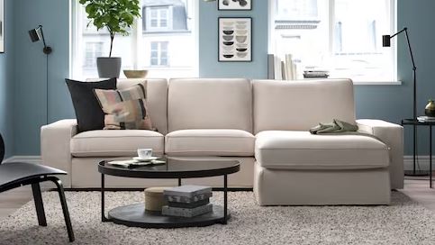 VIMLE sofá 4 plazas, +chaiselongue/Hillared beige - IKEA