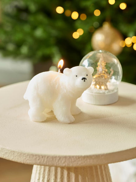 POLA White polar bear candle, H 9 x W 8 x L 12,5 cm