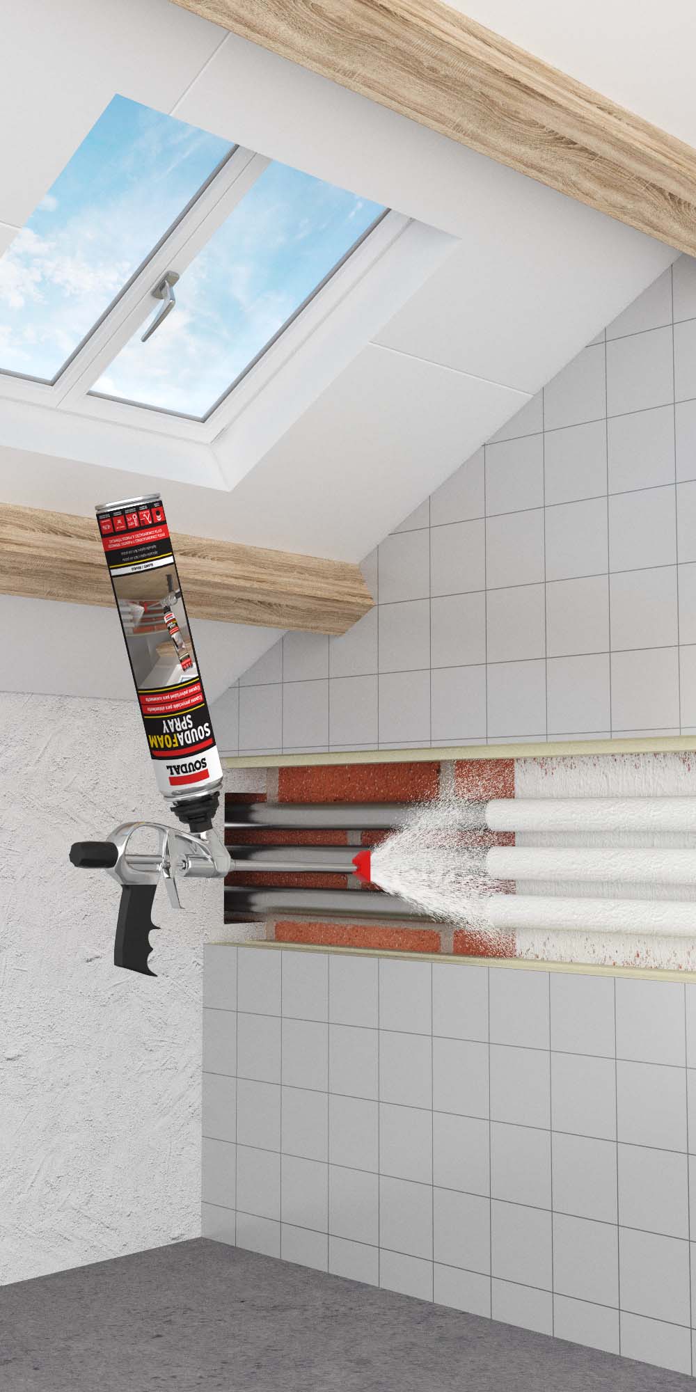 Bricocenter WHITE DIISOCYANATE SPRAYABLE POLYURETHANE FOAM FOR SOUDAL GUN 700ML