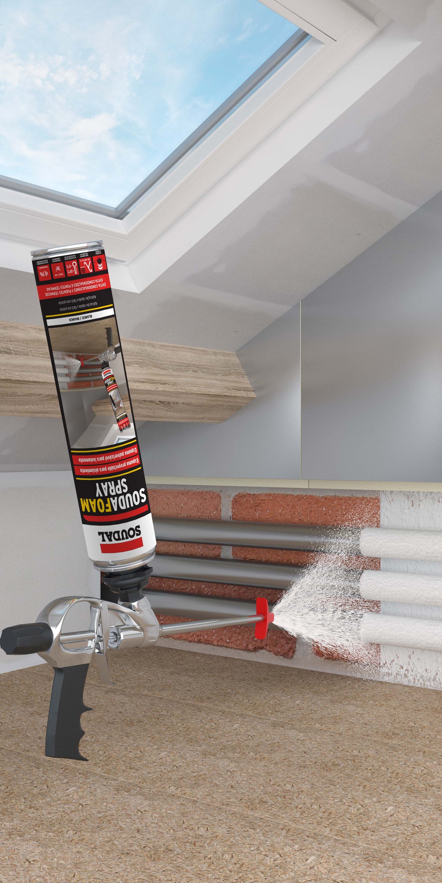 Bricocenter WHITE DIISOCYANATE SPRAYABLE POLYURETHANE FOAM FOR SOUDAL GUN 700ML