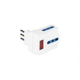 MULTISIZE adapter plug 10A 3 sockets 10/16A -safety switch- WHITE