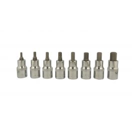 8-PIECE SOCKET SET 1/2 INCH WITH HEXAGONAL MALE INSERTS H4/H12 IN CHROME VANA