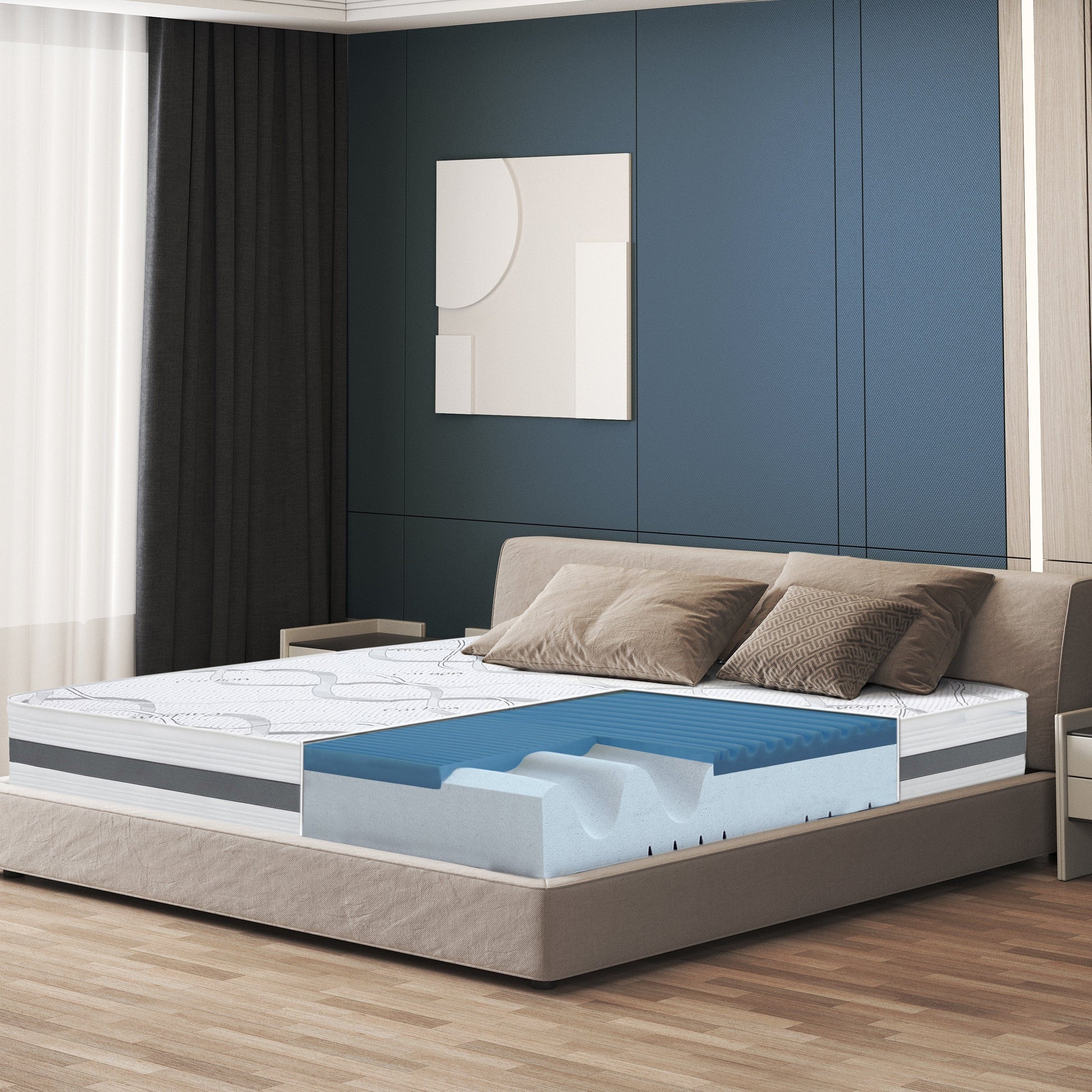 The White Stone Memory Foam Mattress 80 x 190 cm | Medium Firmness | Height 22 cm | Hypoallergenic and Breathable Fabric | Orthopedic and Contouring Properties
