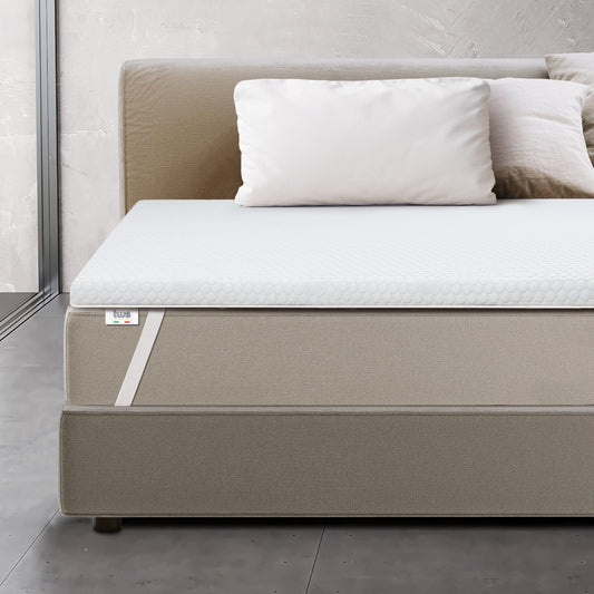 The White Stone Ventilated Memory Foam Topper 80 x 190 cm | 5 cm Thick Mattress Enhancer | Removable Hypoallergenic Cover | Antibacterial and Antifungal