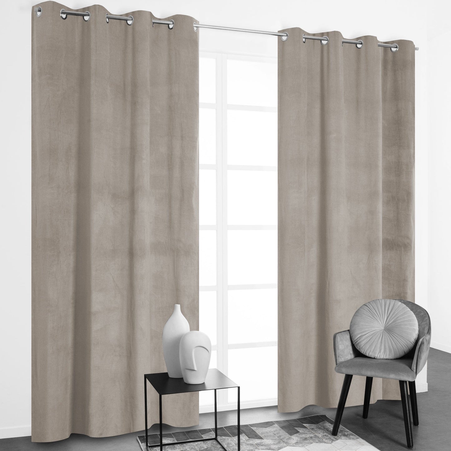 Bricocenter VALMAY DOVE GREY OPAQUE CURTAIN 140X280 WITH EYELETS