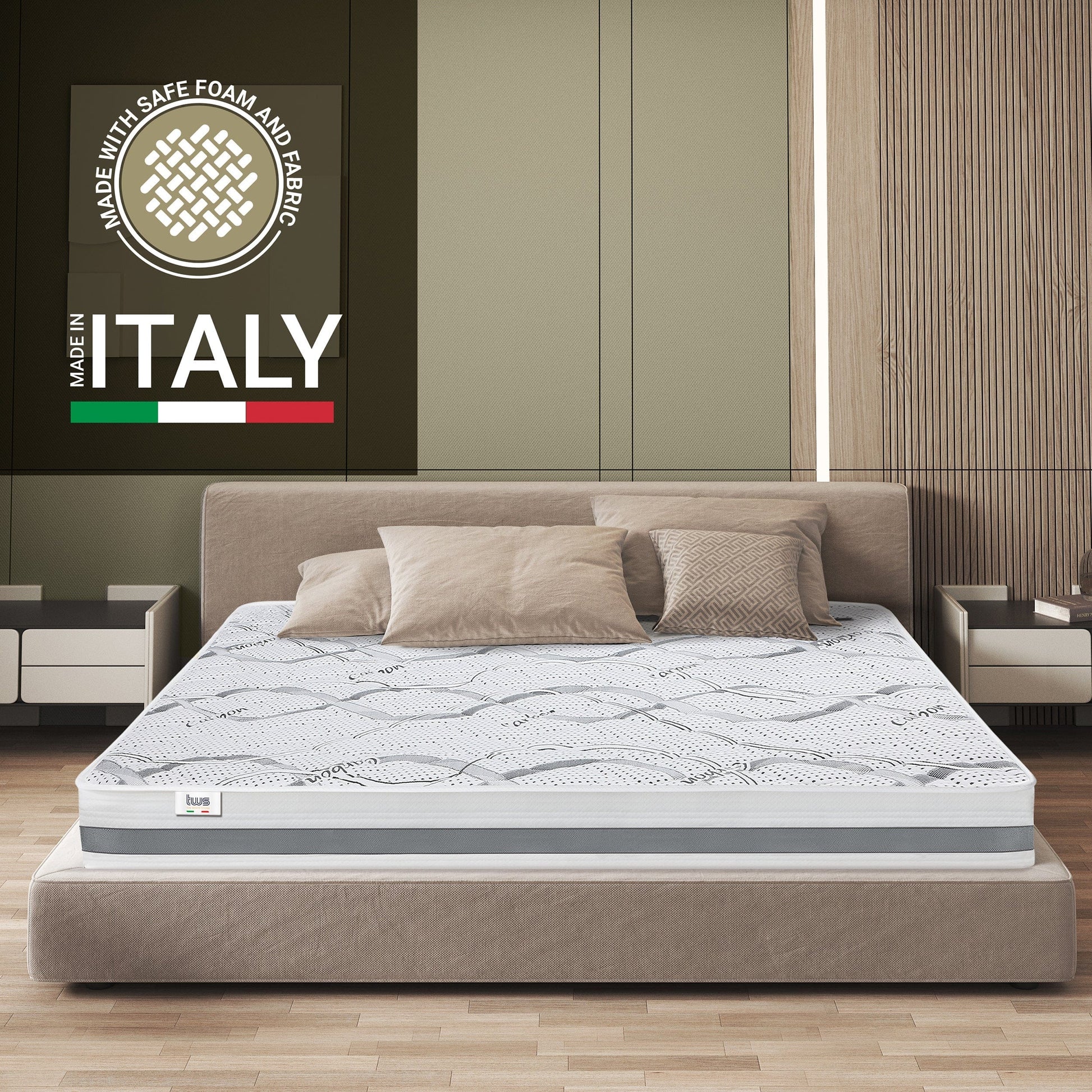 The White Stone Medium-Firm Mattress 80 x 190 cm | Height 20 cm | Hypoallergenic, Antibacterial, and Breathable Fabric | Orthopedic and Contouring Properties