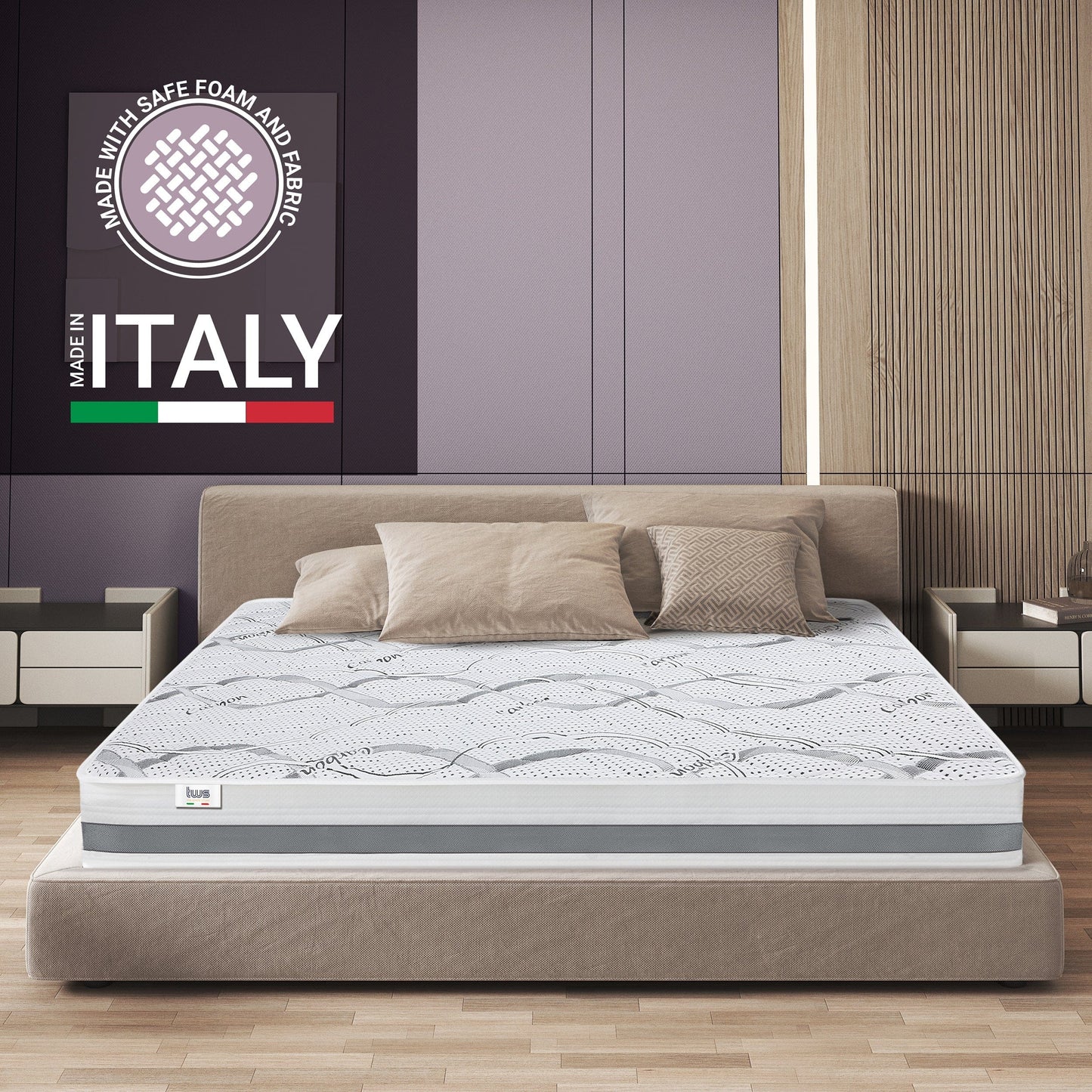 The White Stone Medium-Firm Mattress 80 x 190 cm | Height 25 cm | Hypoallergenic, Antibacterial, and Breathable Fabric | Orthopedic and Contouring Properties