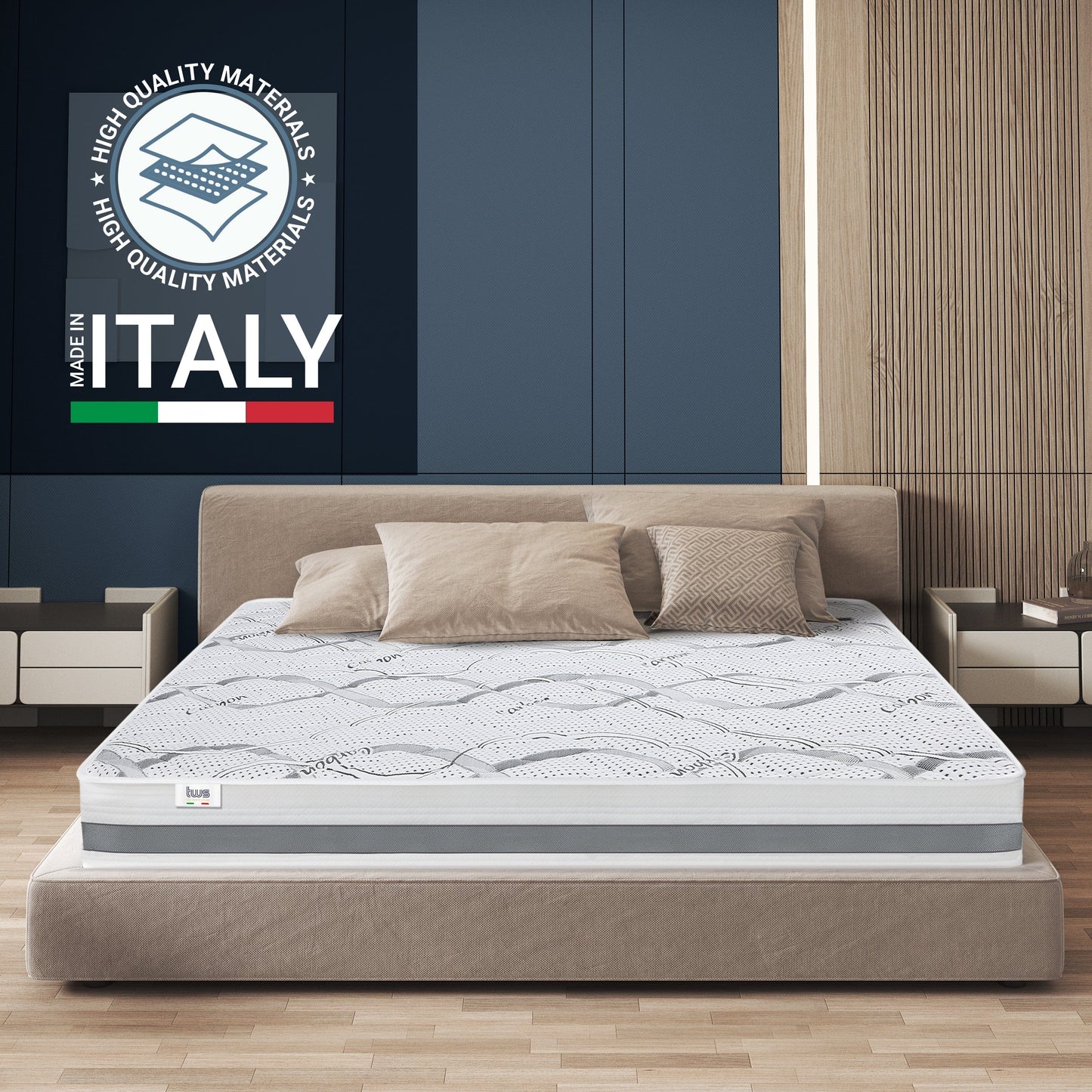 The White Stone Memory Foam Mattress 80 x 190 cm | Medium Firmness | Height 22 cm | Hypoallergenic and Breathable Fabric | Orthopedic and Contouring Properties