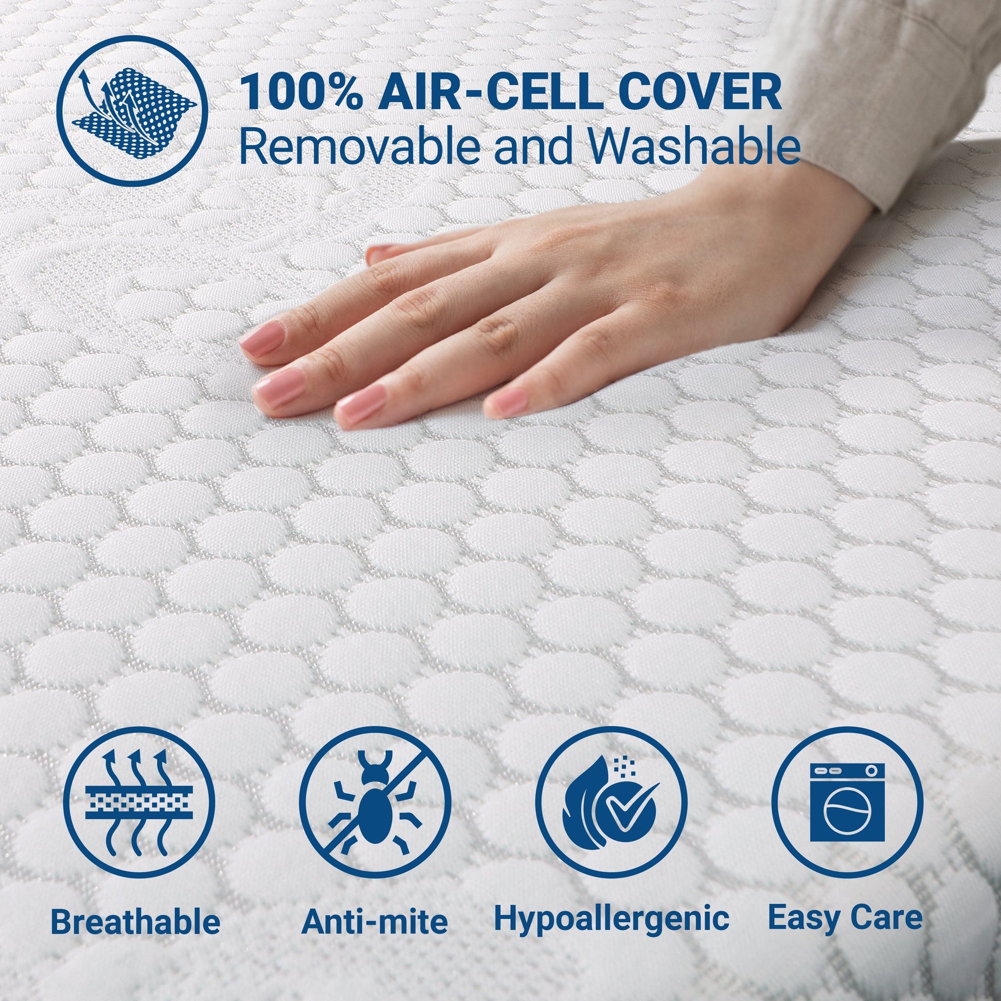 The White Stone Ventilated Memory Foam Topper 80 x 190 cm | 5 cm Thick Mattress Enhancer | Removable Hypoallergenic Cover | Antibacterial and Antifungal