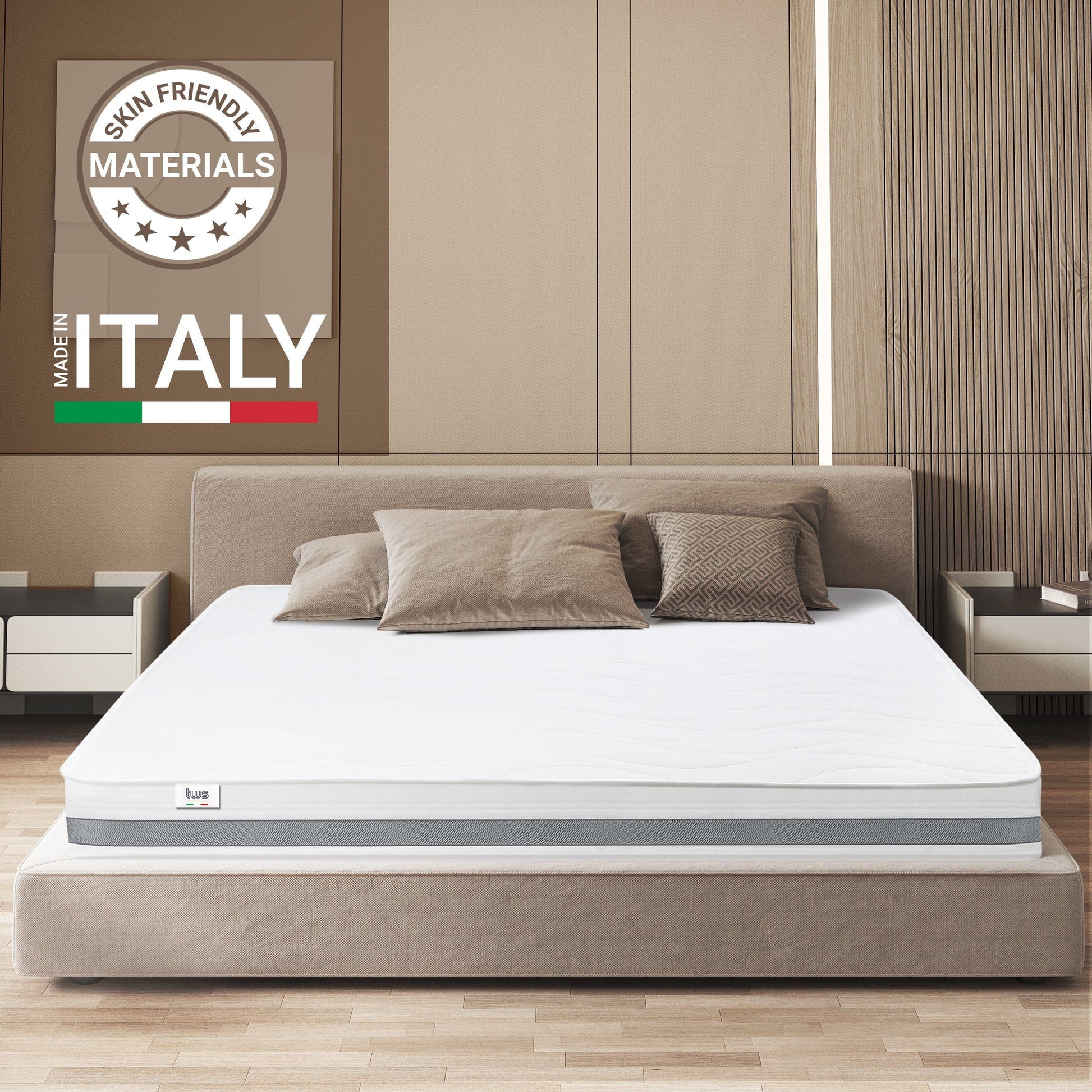 The White Stone Pocket Spring Mattress with Self-Molding Waterfoam 80 x 190 cm | Height 20 cm | Medium-Firm, Orthopedic | Hypoallergenic, Anti-Mite, and Antibacterial Cover