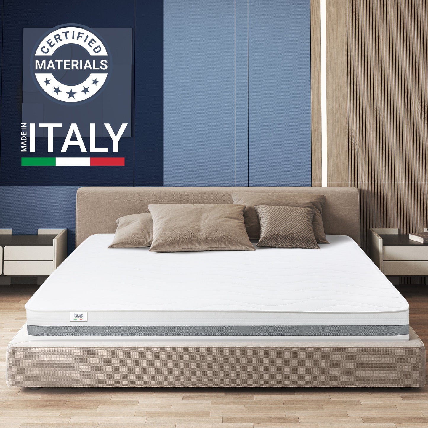 The White Stone Orthopedic Mattress 80 x 190 cm | Height 20 cm | 3D Air Cover in Hypoallergenic and Anti-Mite Fiber | 7 Thermosensitive Differentiated Zones