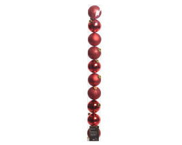 SET 10 REDOD PLASTIC CHRISTMAS BALLS