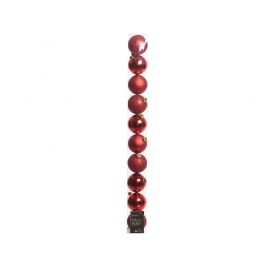 SET 10 REDOD PLASTIC CHRISTMAS BALLS