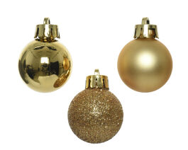 SET 14 GOLD PLASTIC CHRISTMAS BALLS OF