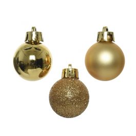 SET 14 GOLD PLASTIC CHRISTMAS BALLS OF