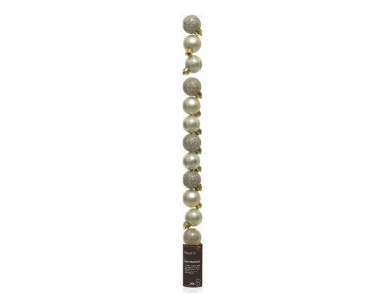Set of 14 plastic pearl Christmas baubles, 3 cm in diameter