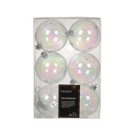 SET 6 PLASTIC CHRISTMAS BALLS WHITE