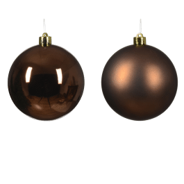SET 4 BROWN PLASTIC CHRISTMAS BALLS