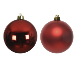 Set of 4 red plastic Christmas baubles