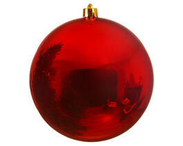 RED PLASTIC CHRISTMAS BALL DIAM 14
