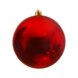 RED PLASTIC CHRISTMAS BALL DIAM 14