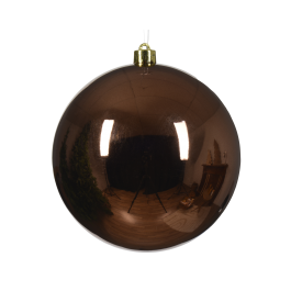 BROWN PLASTIC CHRISTMAS BALL DIAM1