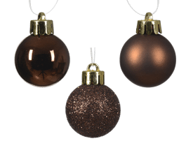 SET 14 MARRON PLASTIC CHRISTMAS BALLS