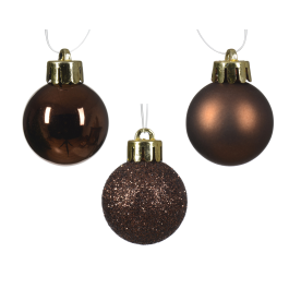 SET 14 MARRON PLASTIC CHRISTMAS BALLS