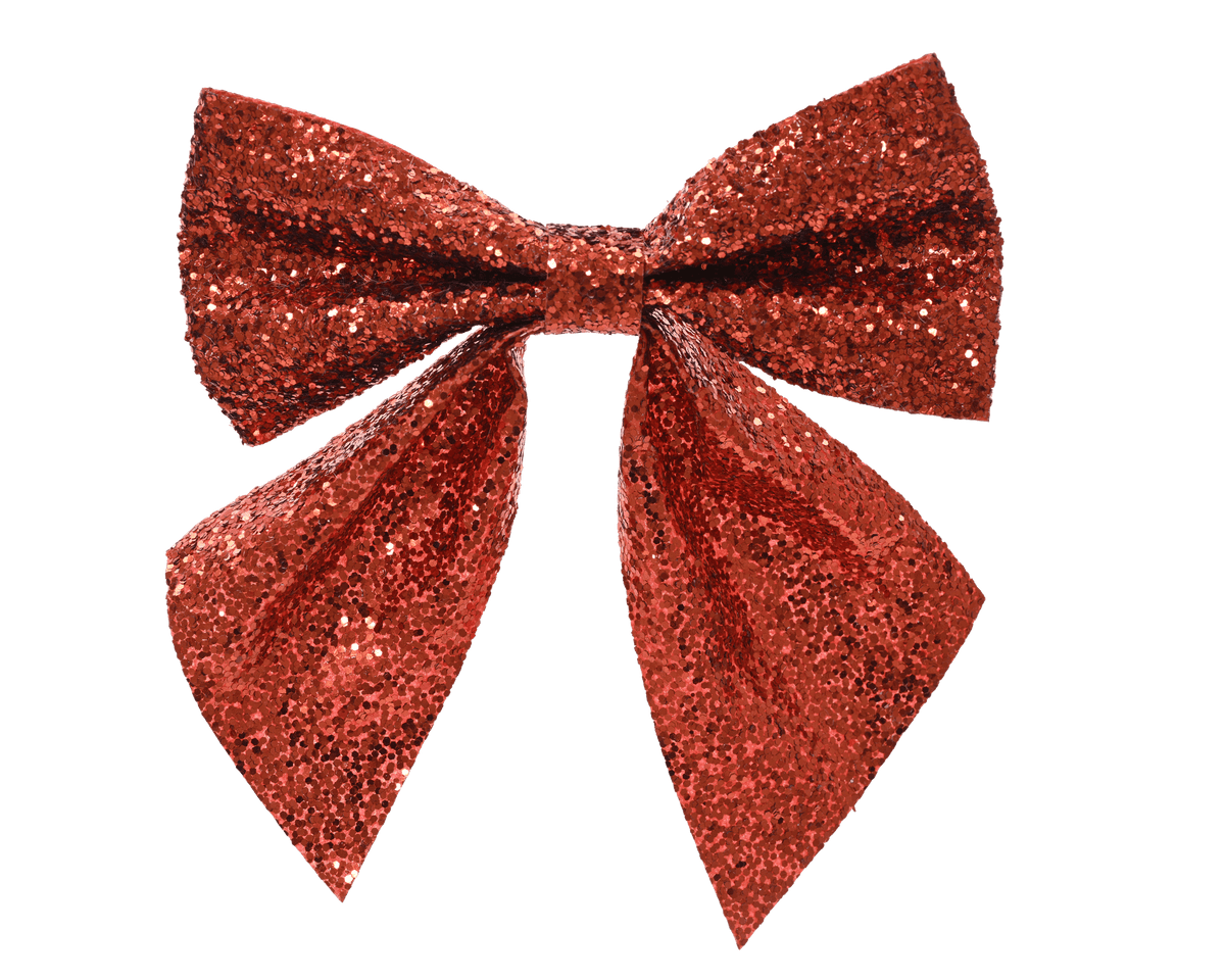 Set 2 fiocchi rosso h 13 cm glitterati