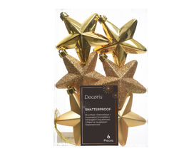 6 GOLD PLASTIC STARS
