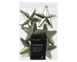6 GREEN PLASTIC STARS