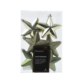 6 GREEN PLASTIC STARS