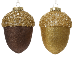 PLASTIC ACORN AND GLITTER H 12 CM