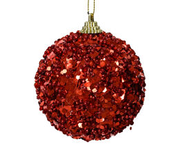 RED PAILLE CHRISTMAS BALL DIAM 8