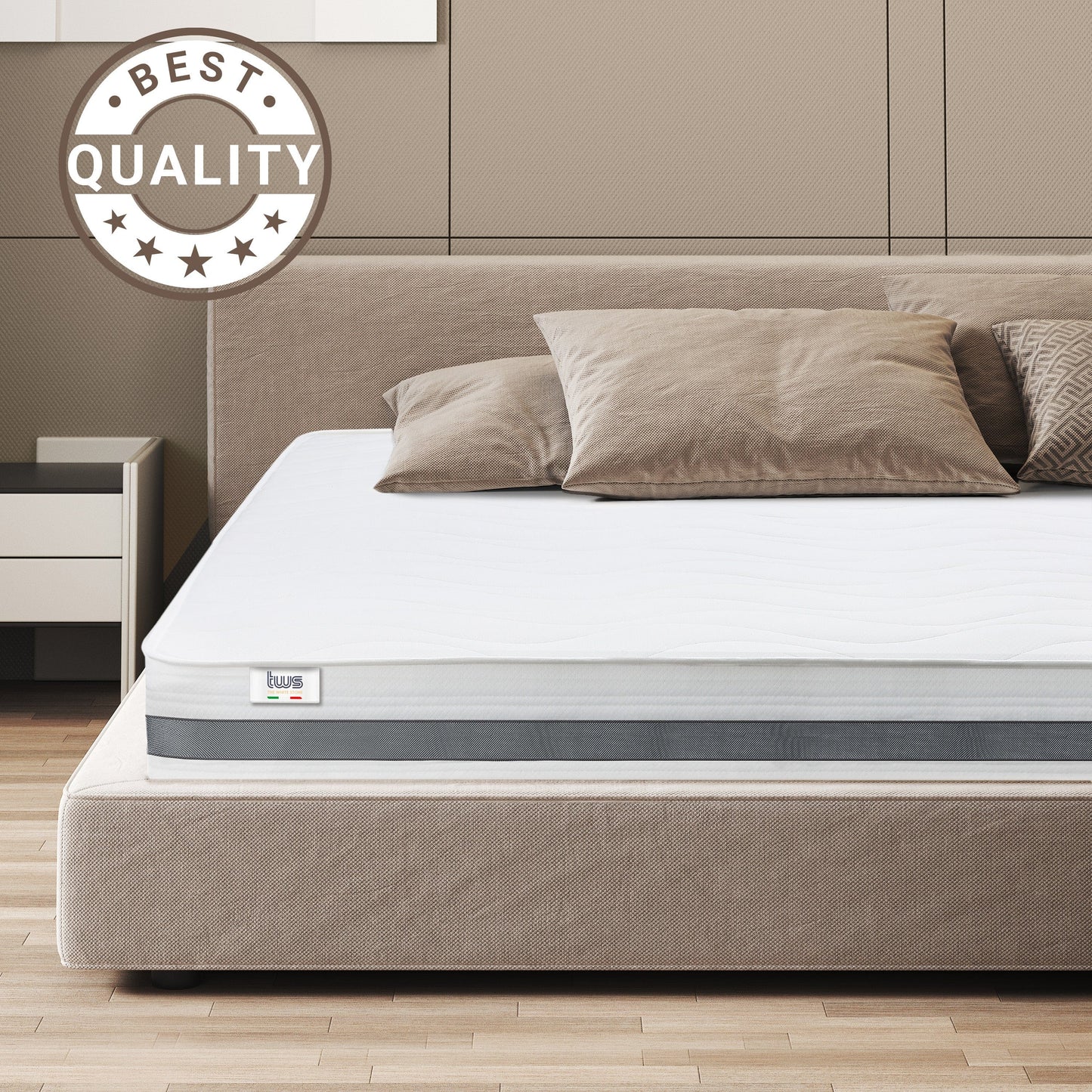 The White Stone Pocket Spring Mattress with Self-Molding Waterfoam 80 x 190 cm | Height 20 cm | Medium-Firm, Orthopedic | Hypoallergenic, Anti-Mite, and Antibacterial Cover