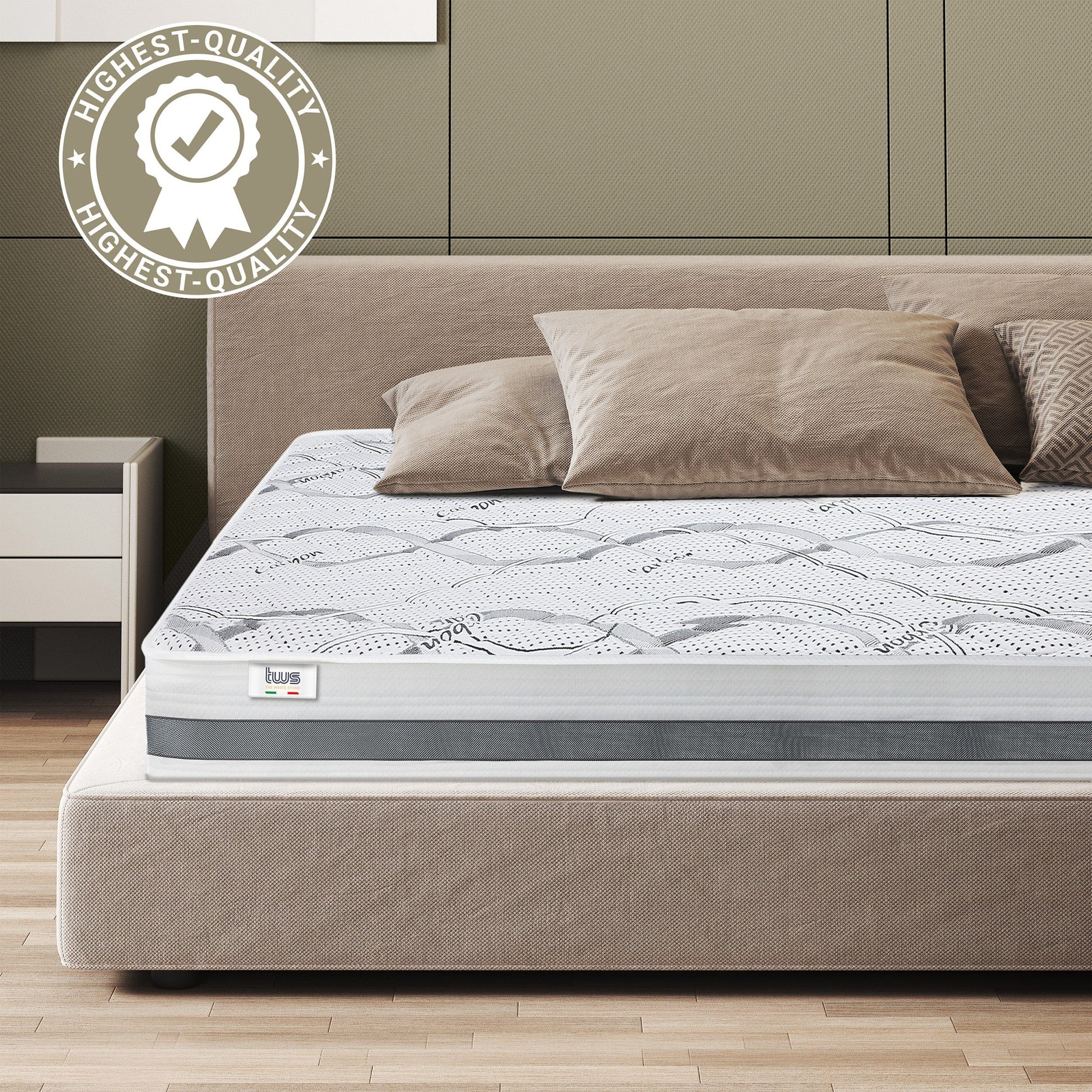 The White Stone Medium-Firm Mattress 80 x 190 cm | Height 20 cm | Hypoallergenic, Antibacterial, and Breathable Fabric | Orthopedic and Contouring Properties