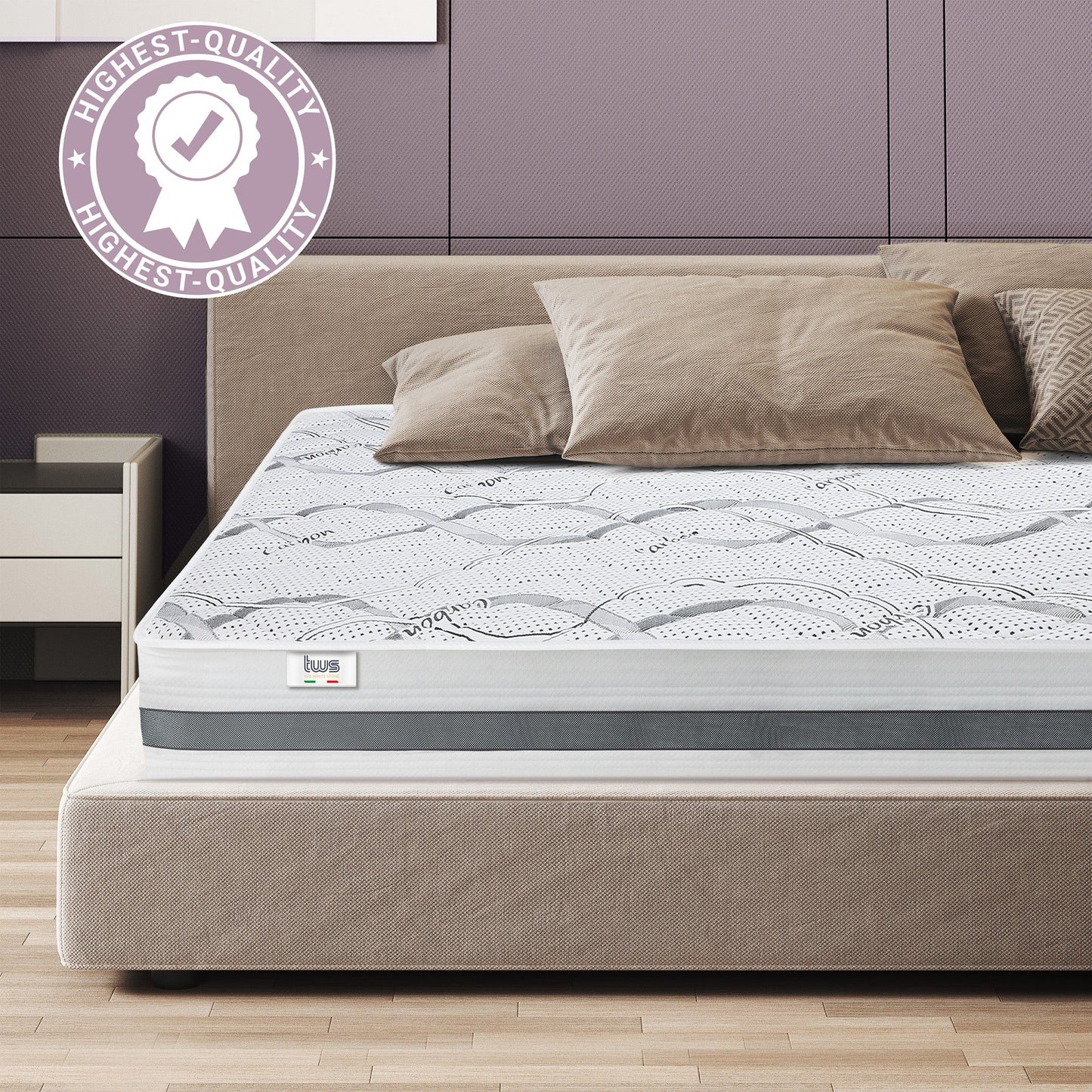 The White Stone Medium-Firm Mattress 80 x 190 cm | Height 25 cm | Hypoallergenic, Antibacterial, and Breathable Fabric | Orthopedic and Contouring Properties