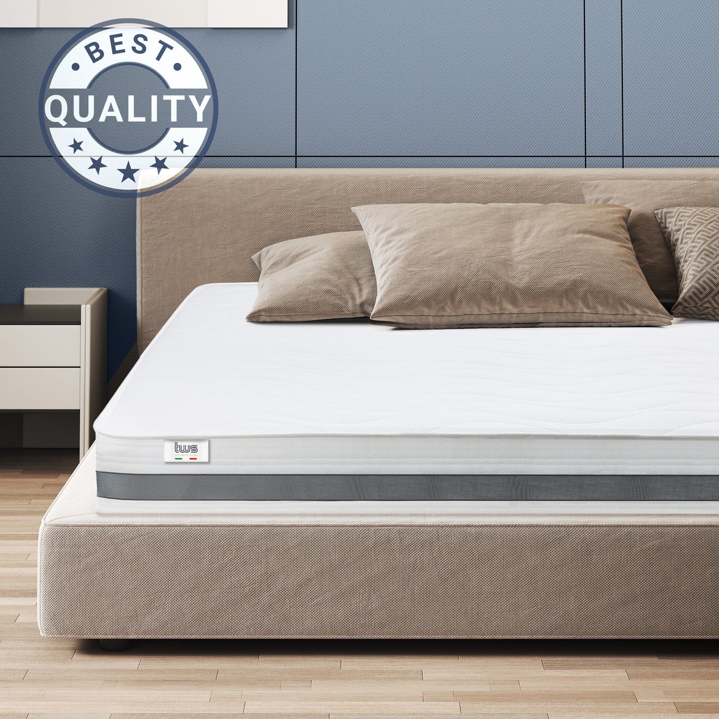 The White Stone Orthopedic Mattress 80 x 190 cm | Height 20 cm | 3D Air Cover in Hypoallergenic and Anti-Mite Fiber | 7 Thermosensitive Differentiated Zones